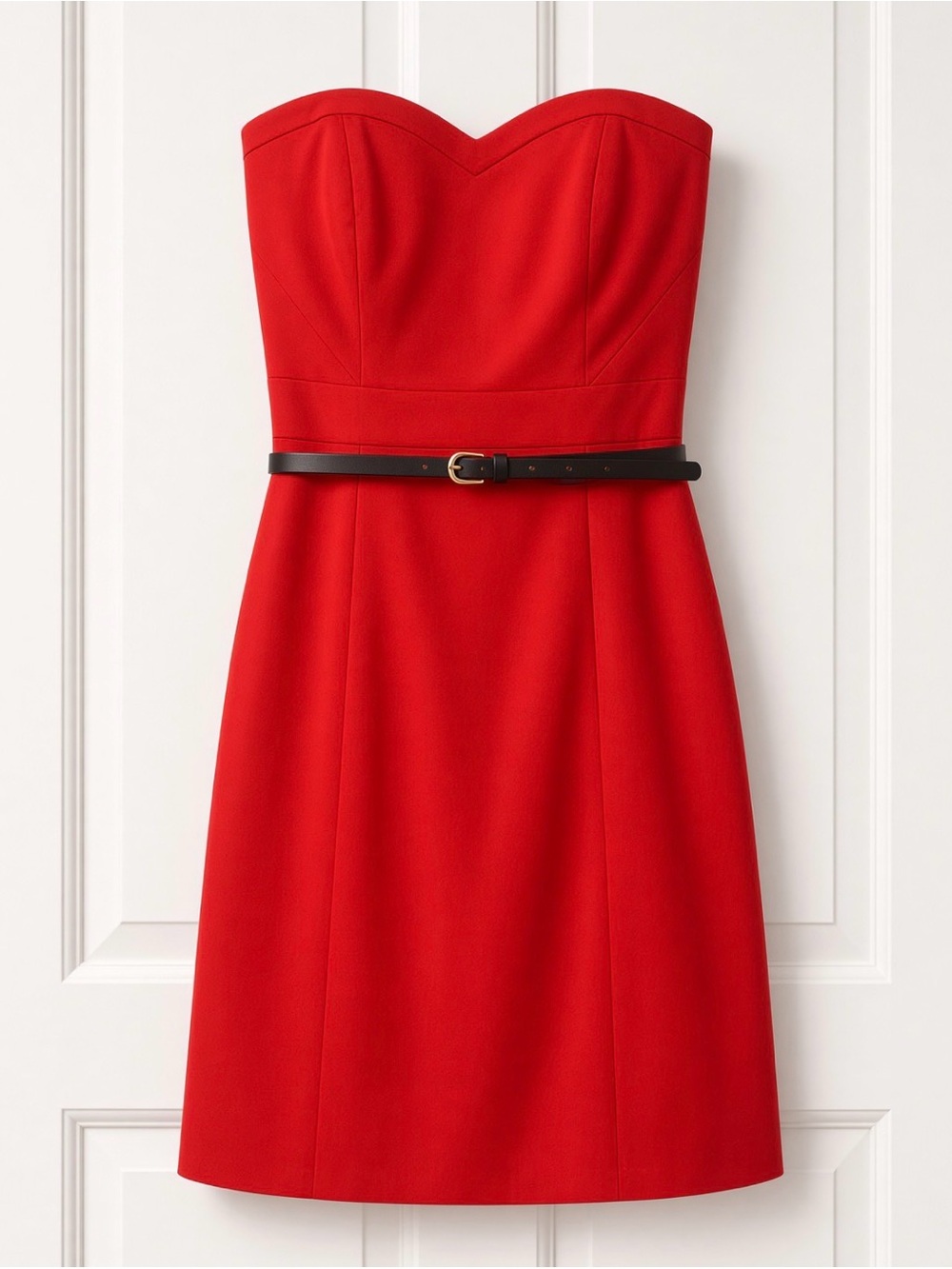 H&M Strapless Sweetheart Cocktail Dress Black Belt Sz 8
